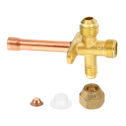 Air Conditioner Stop Valve, Fit for 3/8" OD Copper Tube Size Straight 3 Way Angle Stop Service Valve Fitting for Mini Split AC