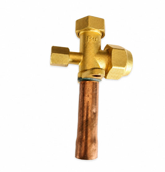 5/8-Inch L-Type Outdoor Service Valve for Split AC. Brass Air conditioner Service Valve with Copper Tube  | HVAC AC Refrigerator Compressor Service Valve |