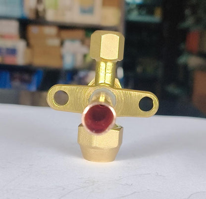 Air Conditioner Stop Valve, Fit for 3/8" OD Copper Tube Size Straight 3 Way Angle Stop Service Valve Fitting for Mini Split AC