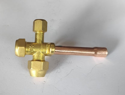 Air Conditioner Stop Valve, Fit for 3/8" OD Copper Tube Size Straight 3 Way Angle Stop Service Valve Fitting for Mini Split AC
